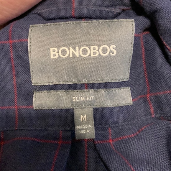 Bonobos Size M Slim Fit Navy/red Plaid windowpane - Picture 3 of 14